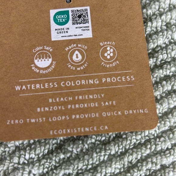 Ecoexistence Bath Towel Set Green Textured Zero Twist Loops Set of 2 NEW - Picture 10 of 11